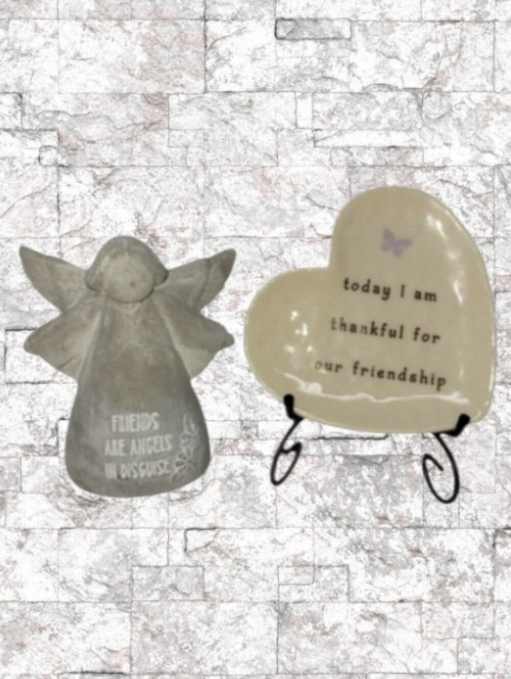 ANGEL AND HEARTFELT DECORATIVE PLATE AND EASEL